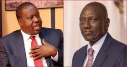 Collage of file photos of former Interior Cabinet Secretary Fred Matiang'i and President William Ruto.